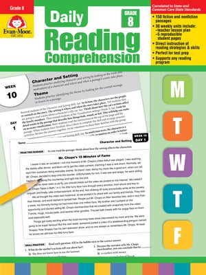 cover image of Daily Reading Comprehension, Grade 8